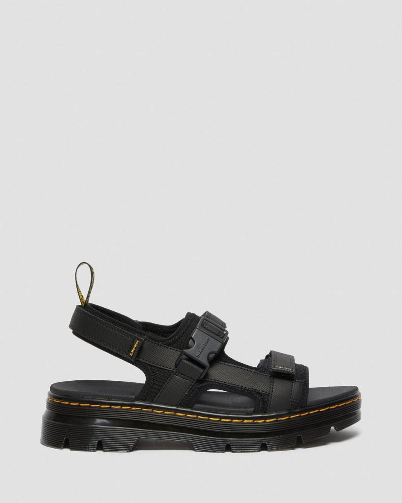 Men's Dr Martens Forster Webbing Strap Sandals Black | AU 637MQZ